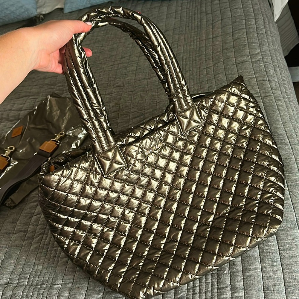 MZ Wallace medium metro tote deluxe moondust metallic